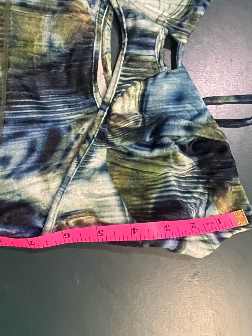 Urban Outfitters Josie Velvet Corset Chartreuse Tie-Dye Strap Crop Top (236) - Picture 9 of 9